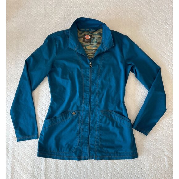Dickies Jacket Women's Size XS Turquoise Lightweight Zip Up Mock Neck Pockets - Picture 3 of 11